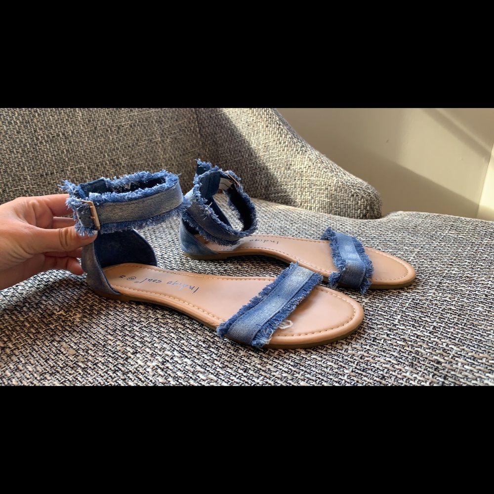 Frayed denim Indigo blue sandals